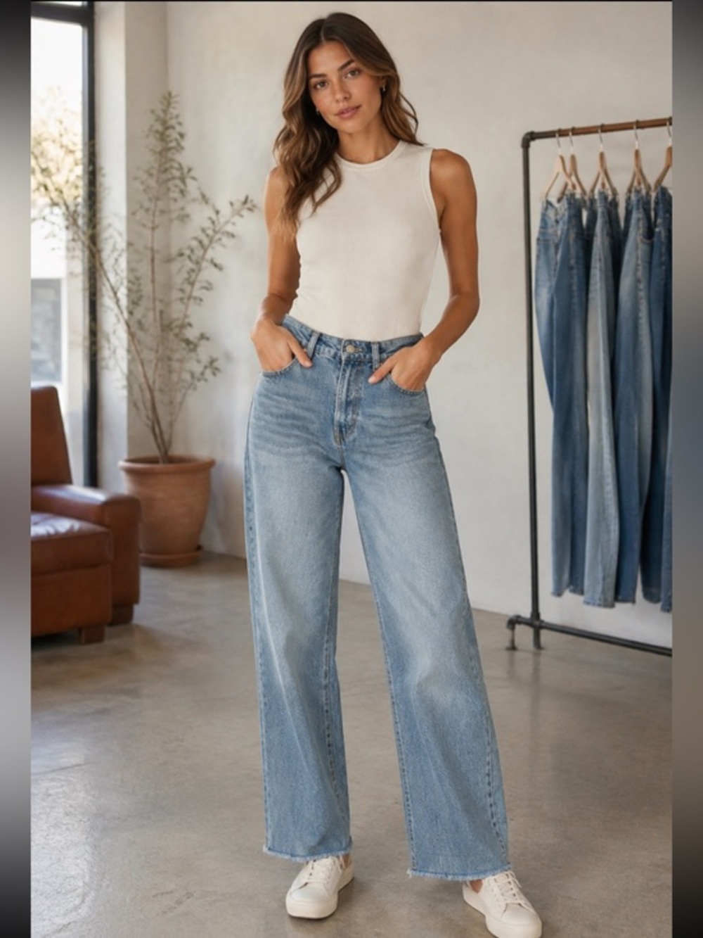Blue Age High Rise Wide Leg Jeans Size 1 Light Wash Frayed Hem Y2K Denim